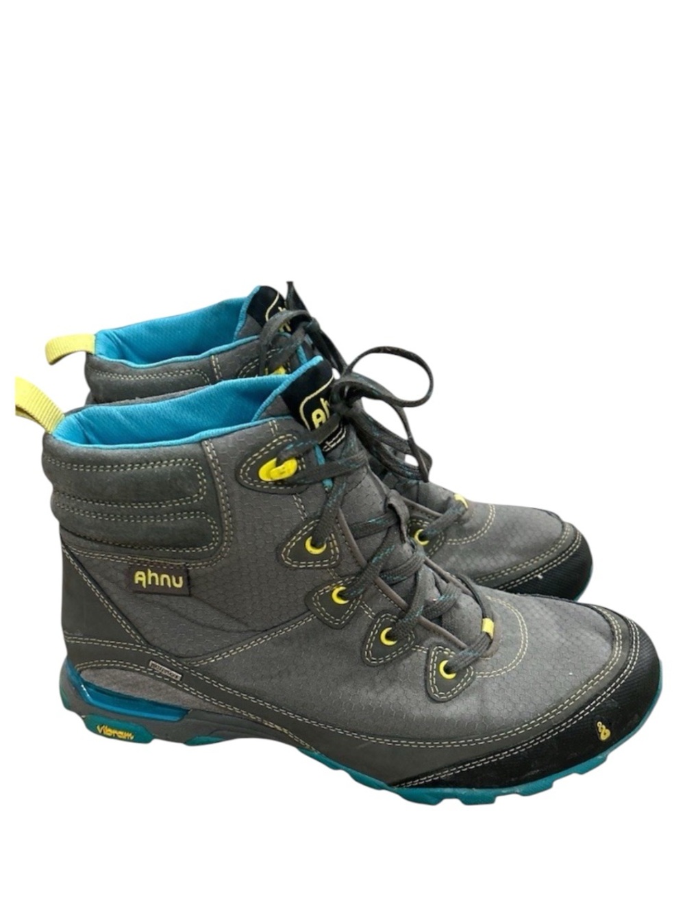 Ahnu Sugarpine Waterproof Hiking Boots Womens Size 9 Gray Teal Vibram